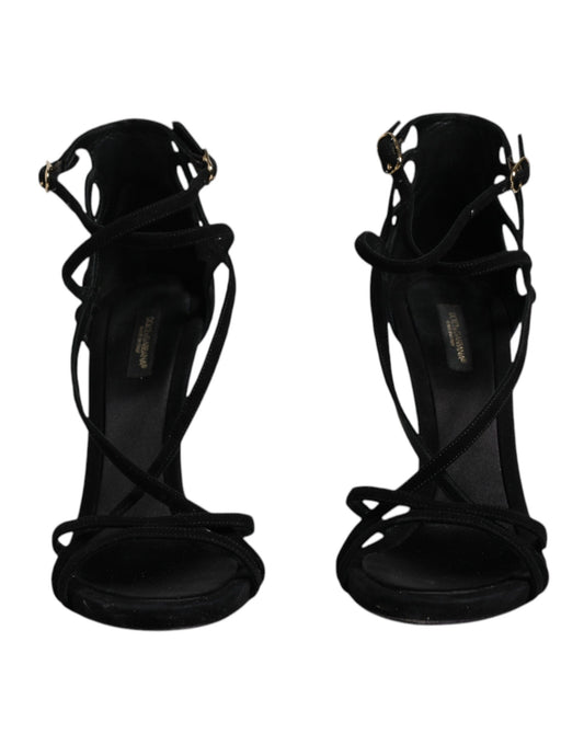 Pair of black strappy heels