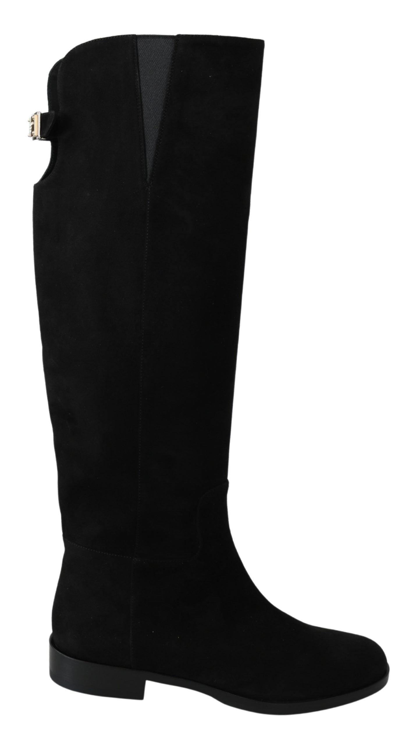 Black knee high boot with a heel