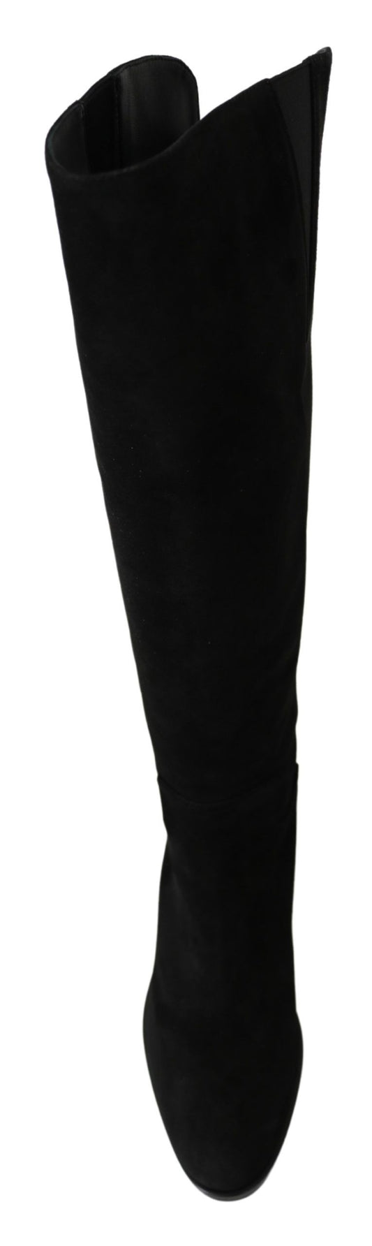 Black and white striped sock with a black heel