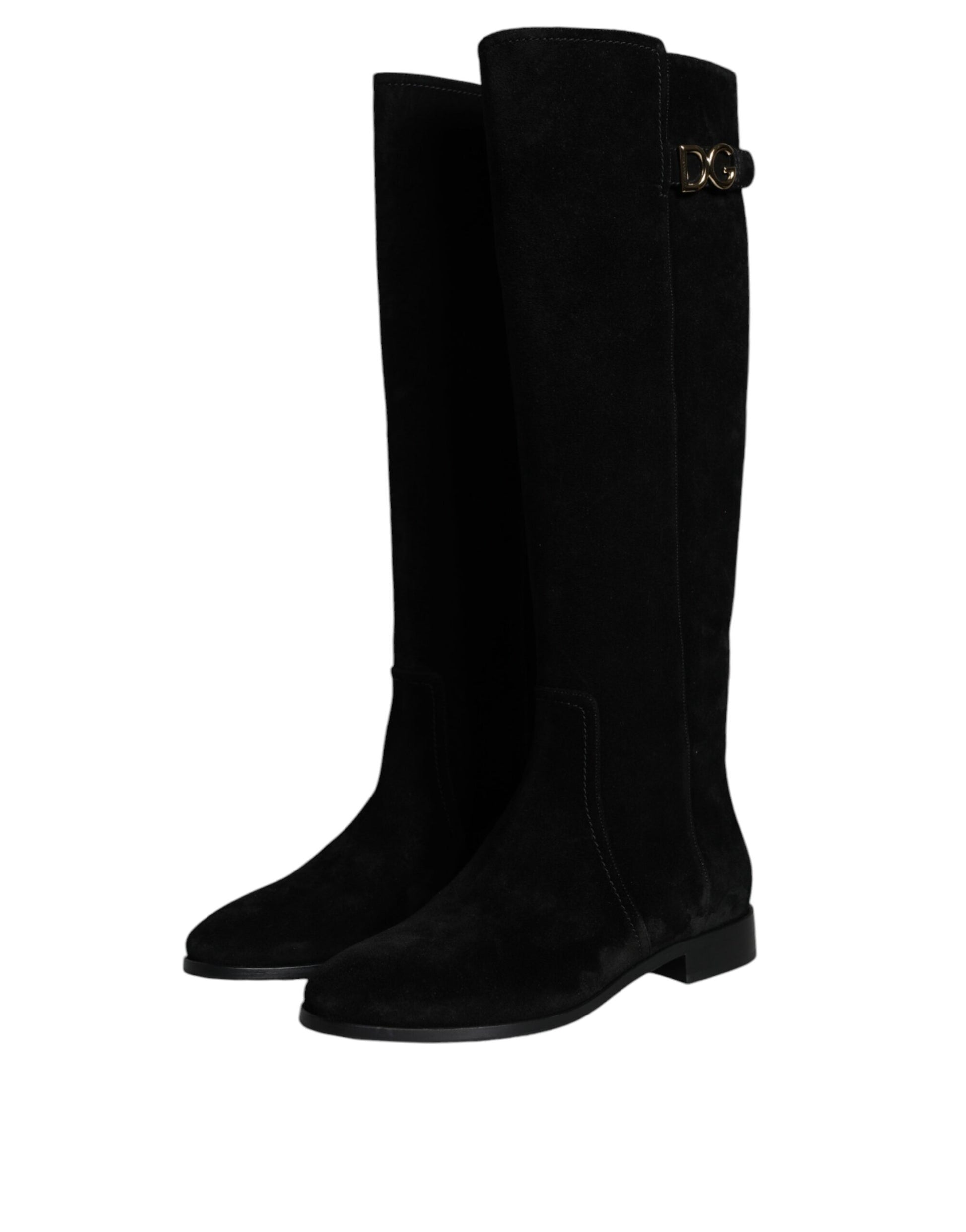 Pair of black knee high boots