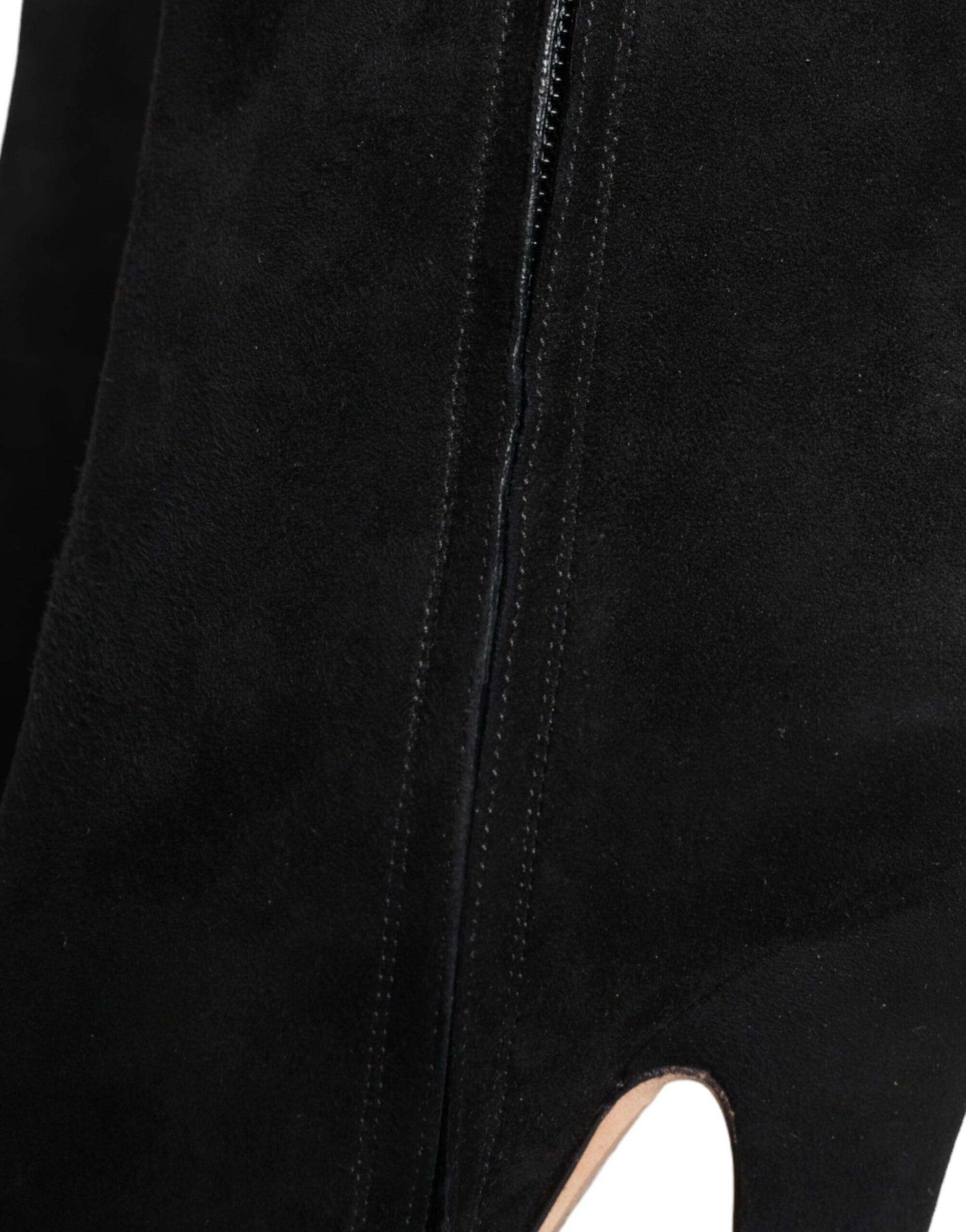 Black velvet pants with zipper detail