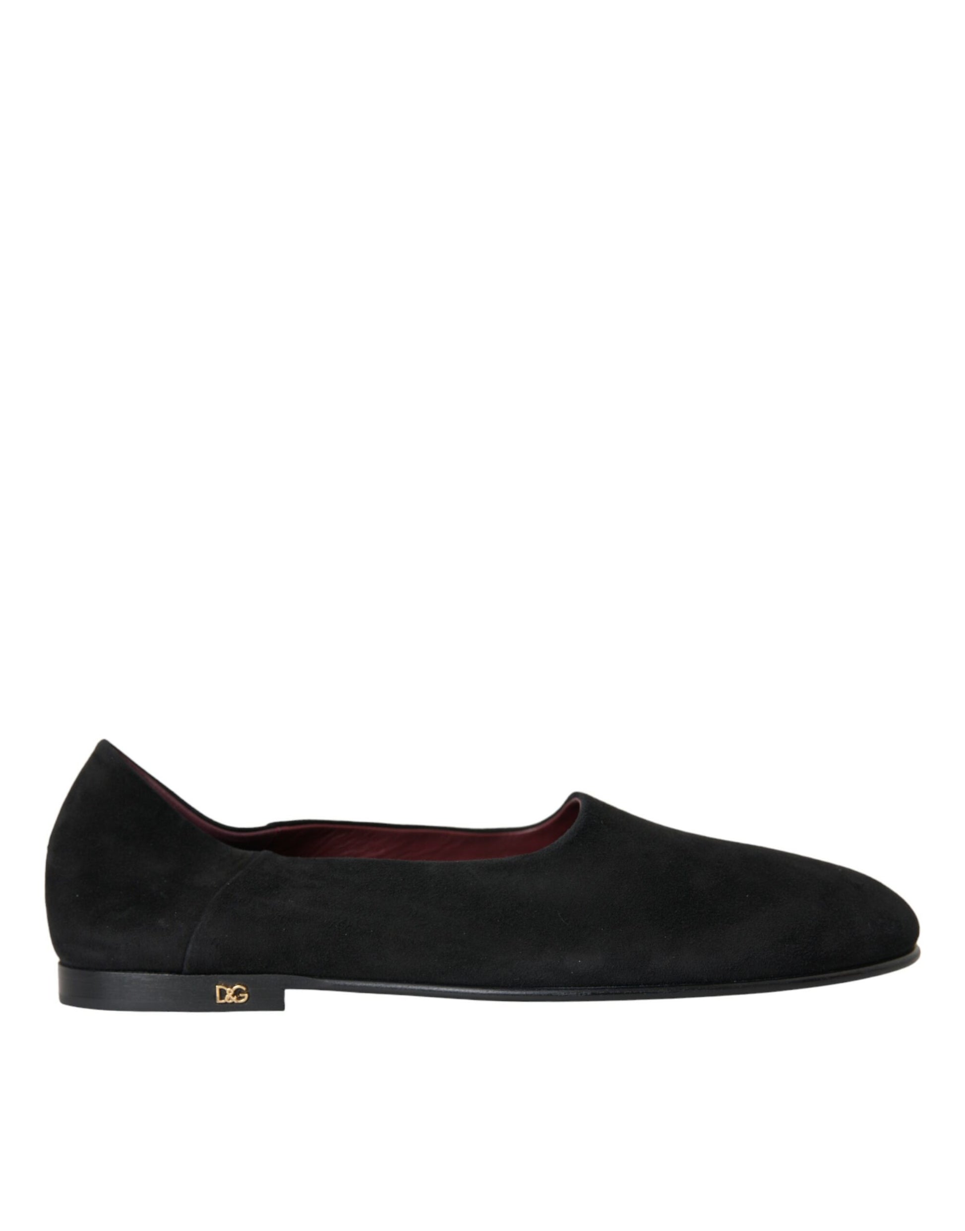 Black loafer shoe with a red sole