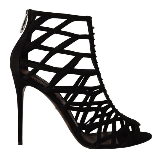 Black high heel boot with lace up detail and stiletto heel