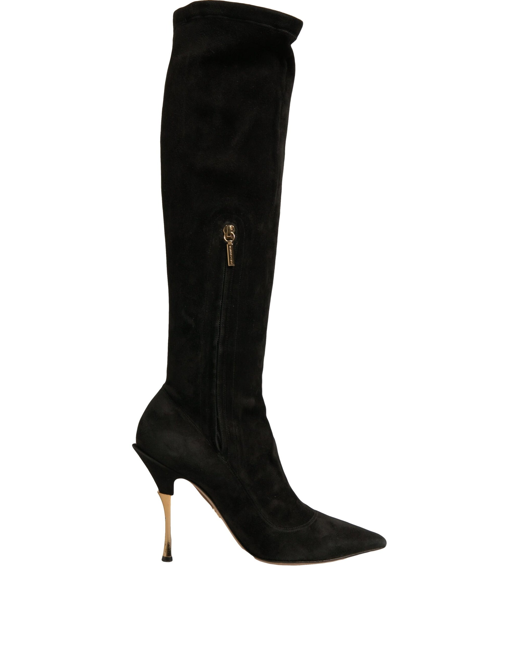 Black knee high boot with zipper detail on side