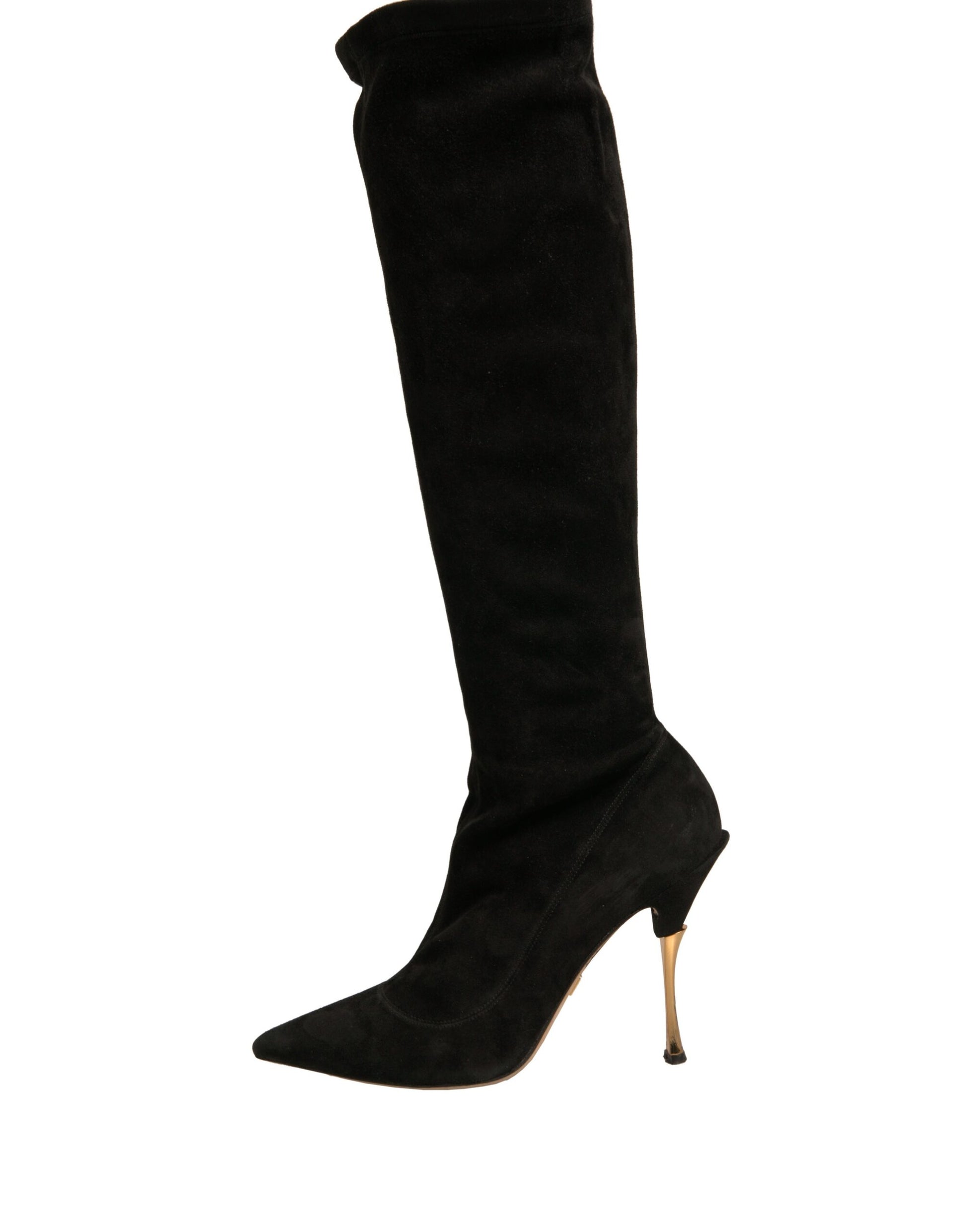 Black knee high boots with heels
