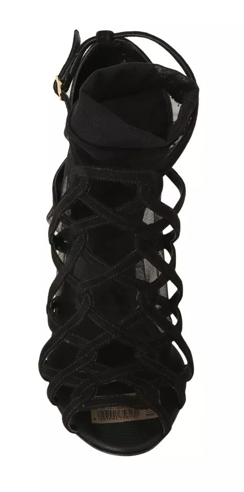 Black strappy heel shoe