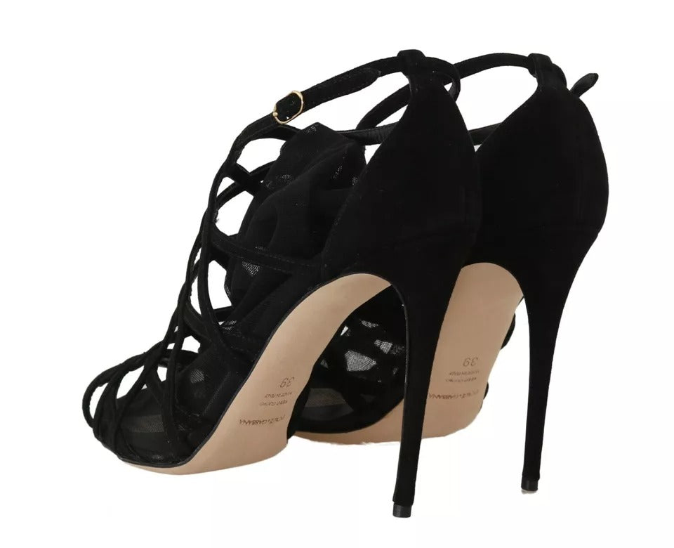 Black high heel shoes with ankle straps