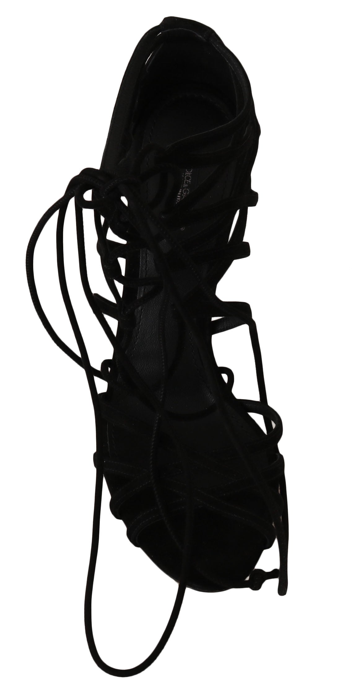 Black shoe with laces and a strap