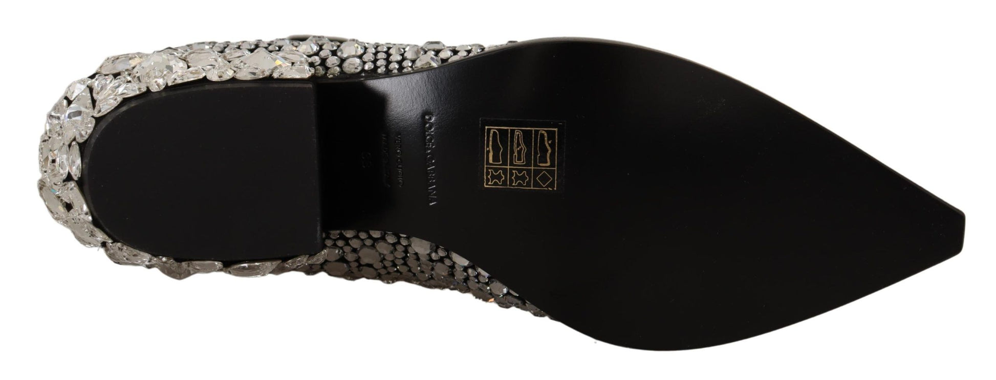 Black and gold shoe with glittery design on top