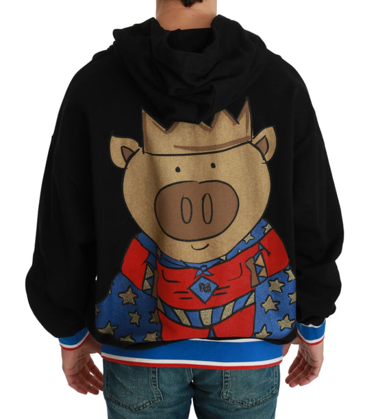 Hoodie with cartoon pig wearing crown and cape