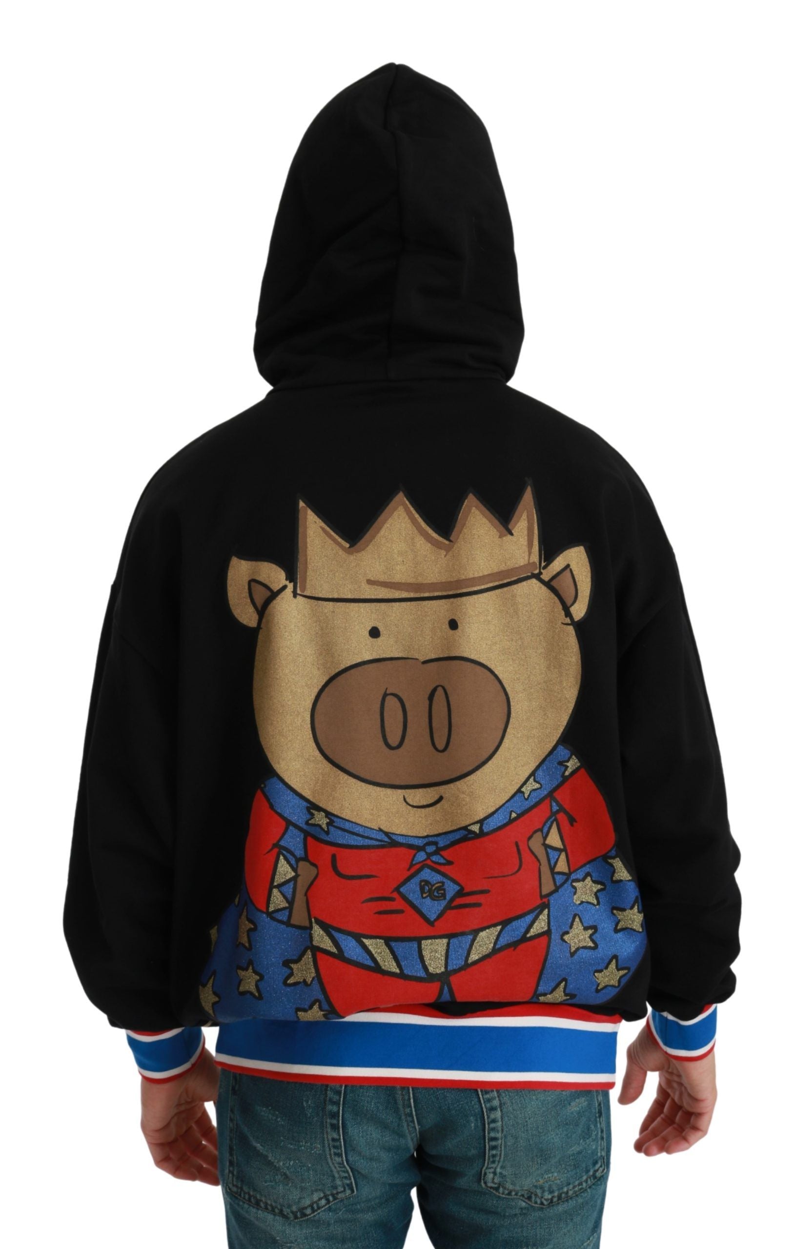 Hoodie with cartoon pig on back
