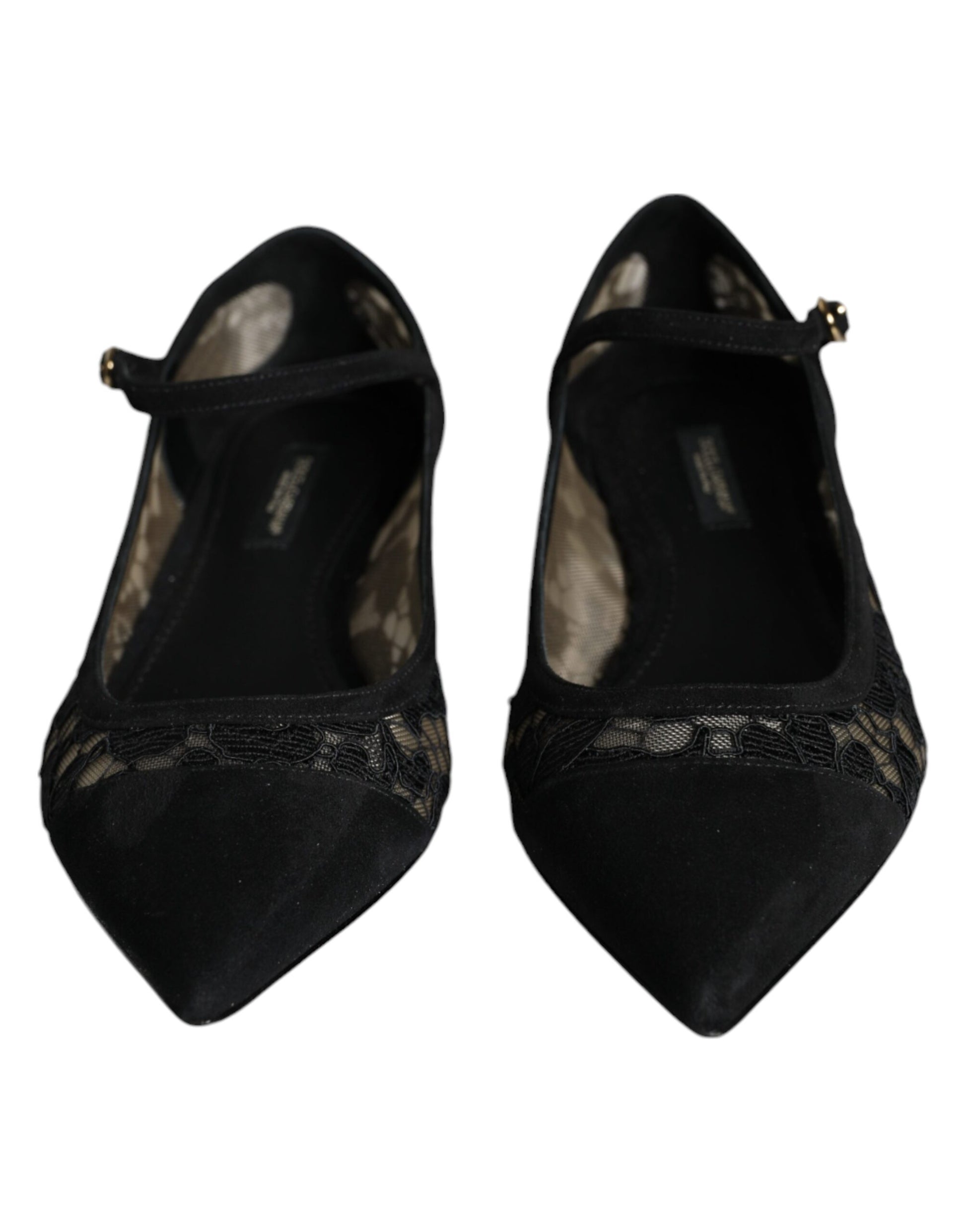 Pair of black women's shoes with bow detailing