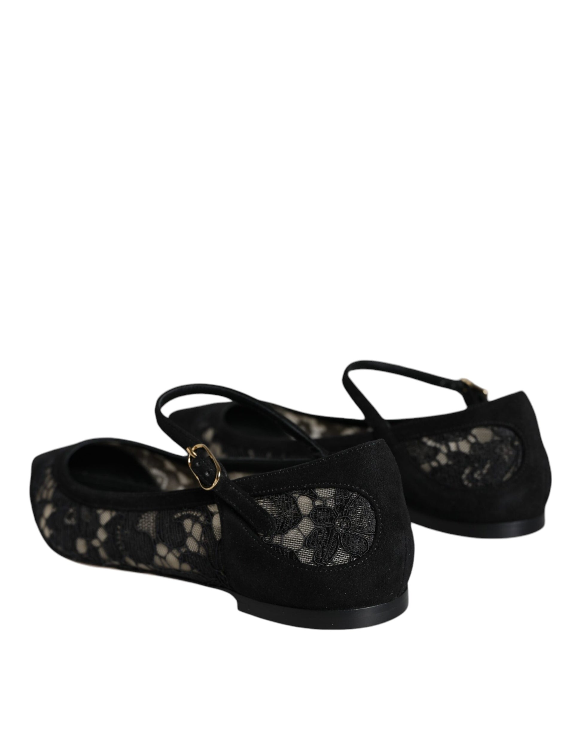 Pair of black flats with patterned design on top