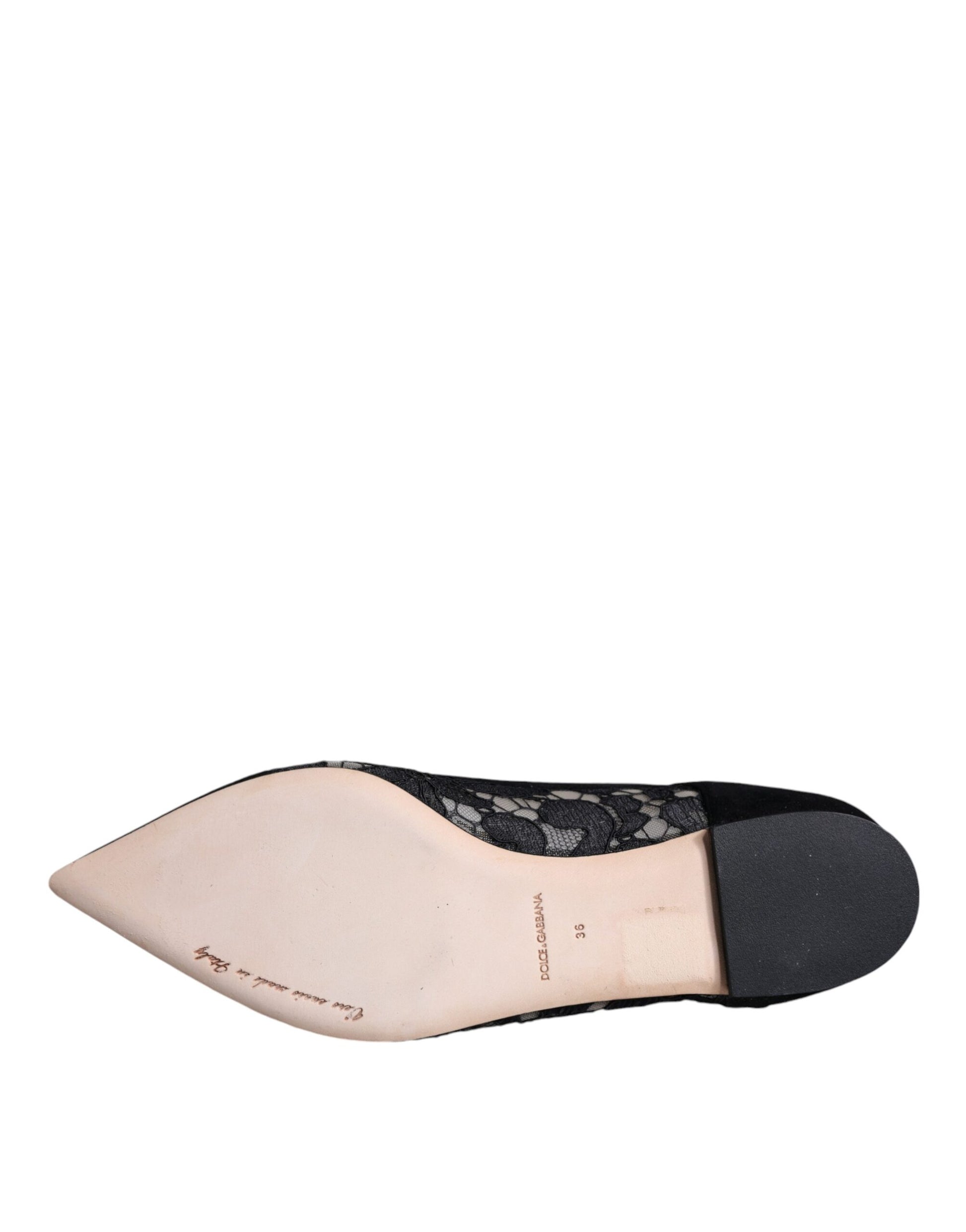 High heel shoe with black lace detailing