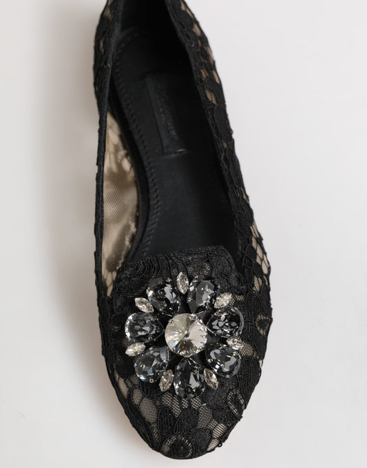 Black shoe with embellishments on toe