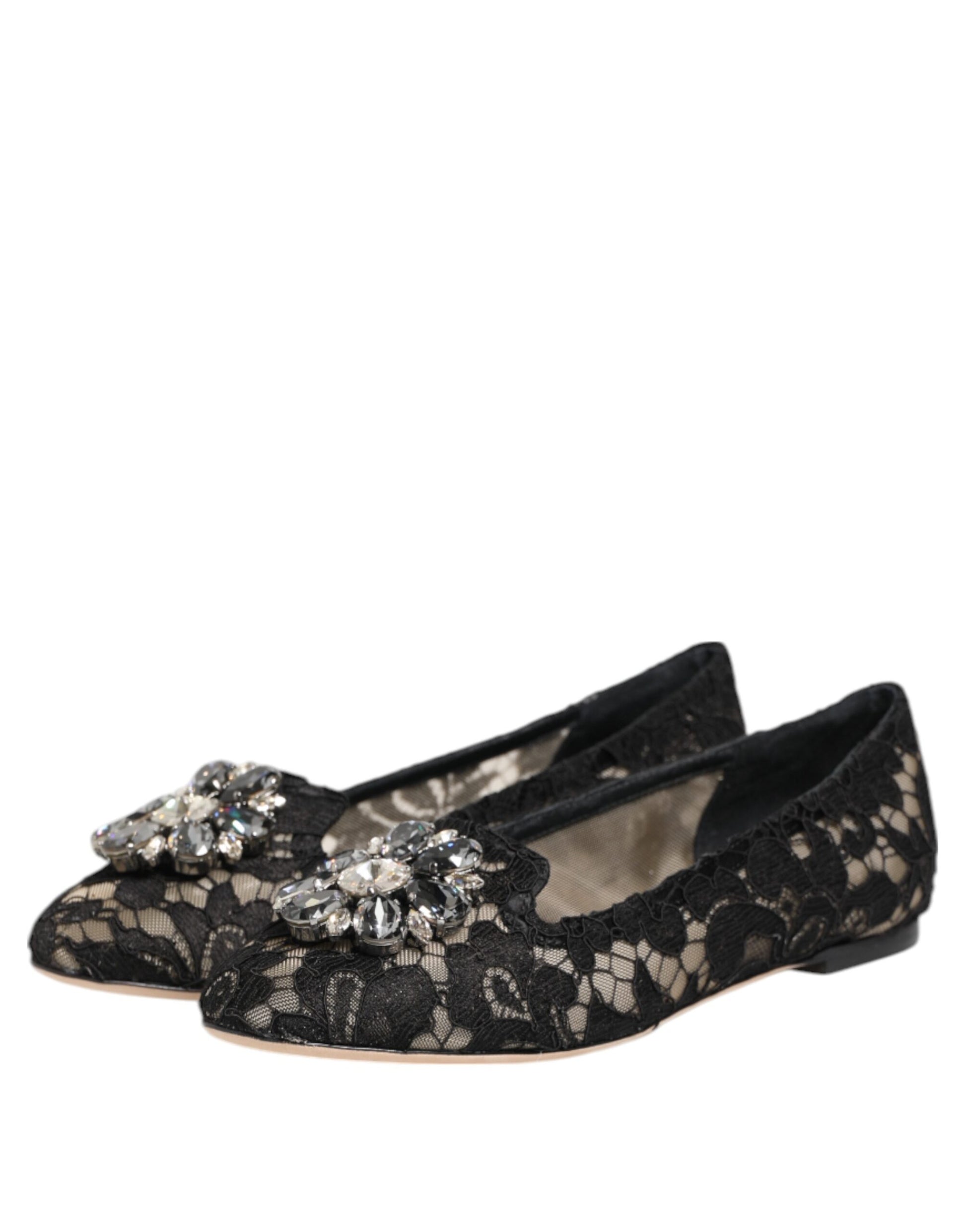 Black lace shoes with sparkly embellishments on top