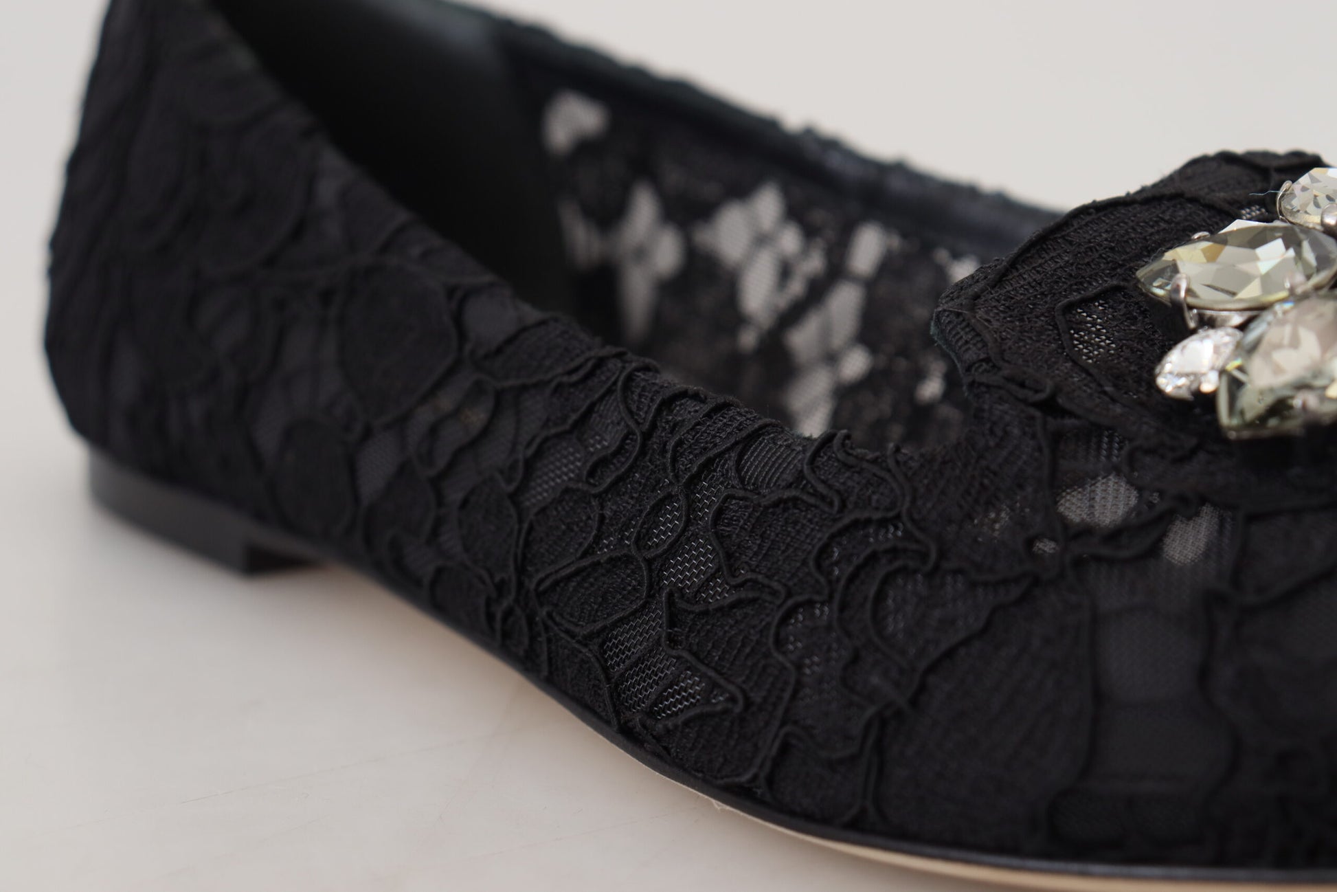 Black lace up shoe with rhinestones on heel and toe