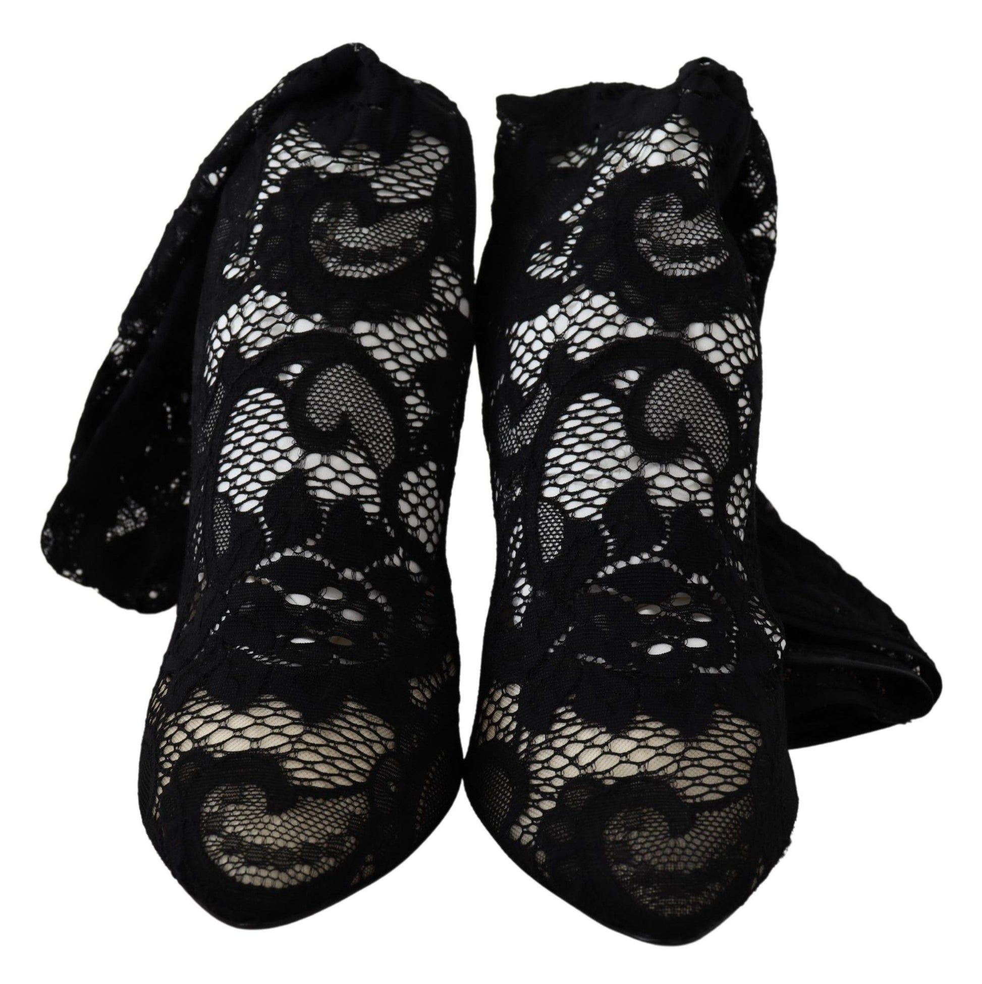 Pair of black socks with lace pattern