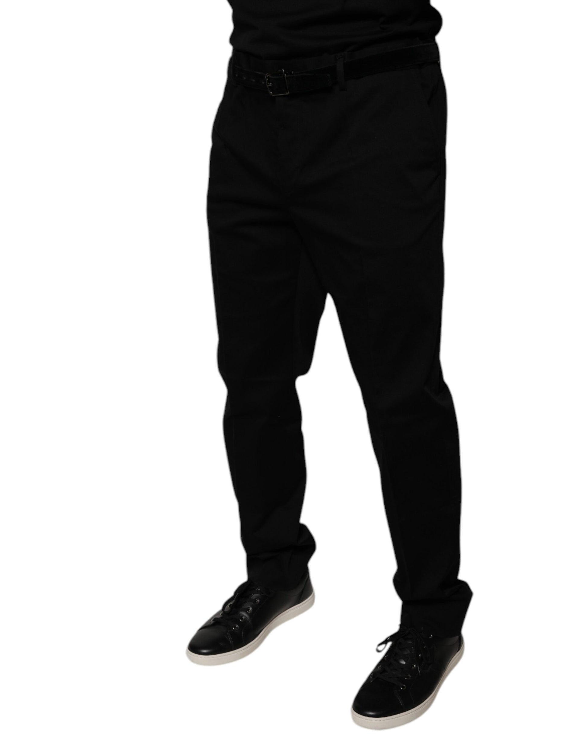 A pair of black tapered formal dress pants from the brand Dolce & Gabbana