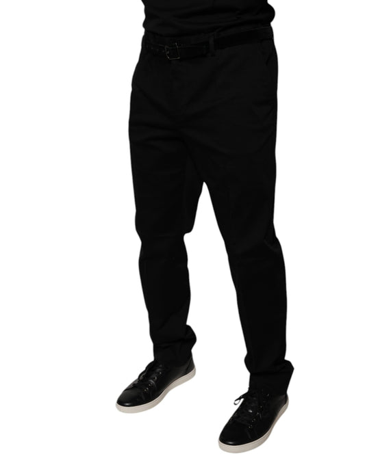 A pair of black tapered formal dress pants from the brand Dolce & Gabbana