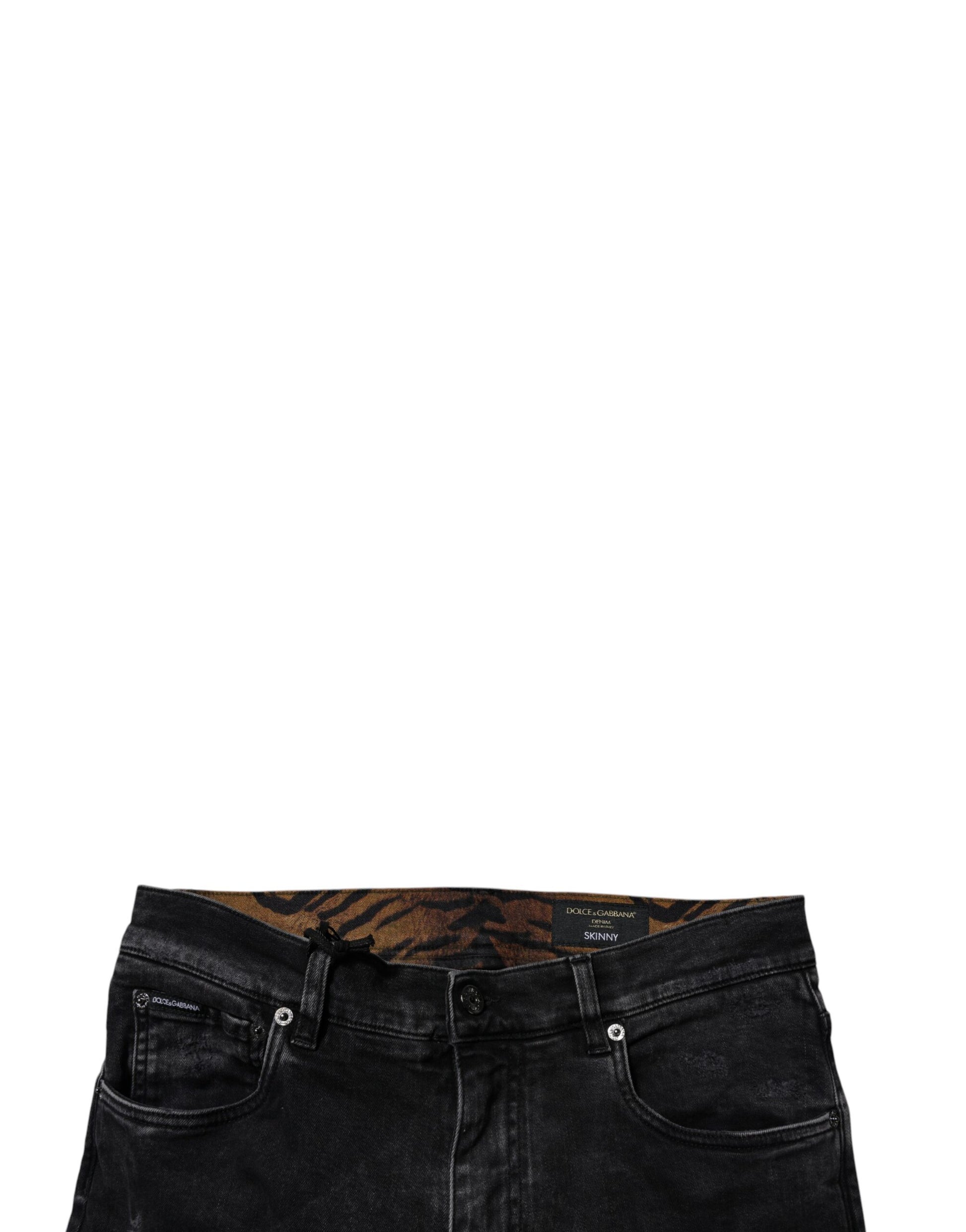 Pair of black jeans with visible zipper and button closure
