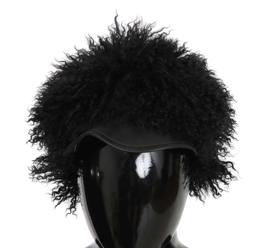 Black fuzzy wig on mannequin head
