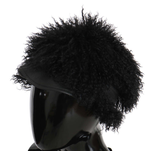 Black furry hat on a mannequin head