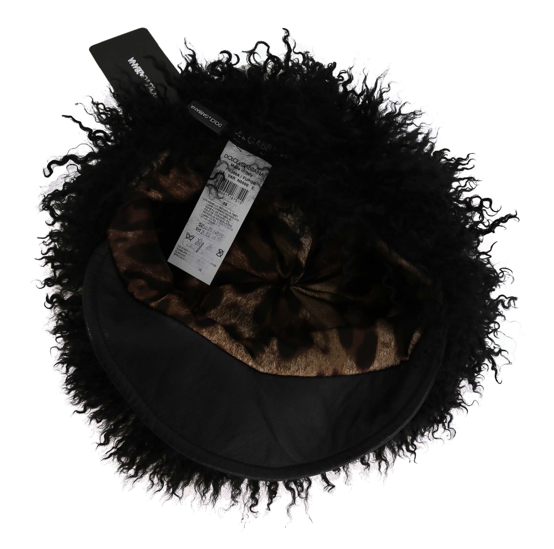 Furry hat with tag
