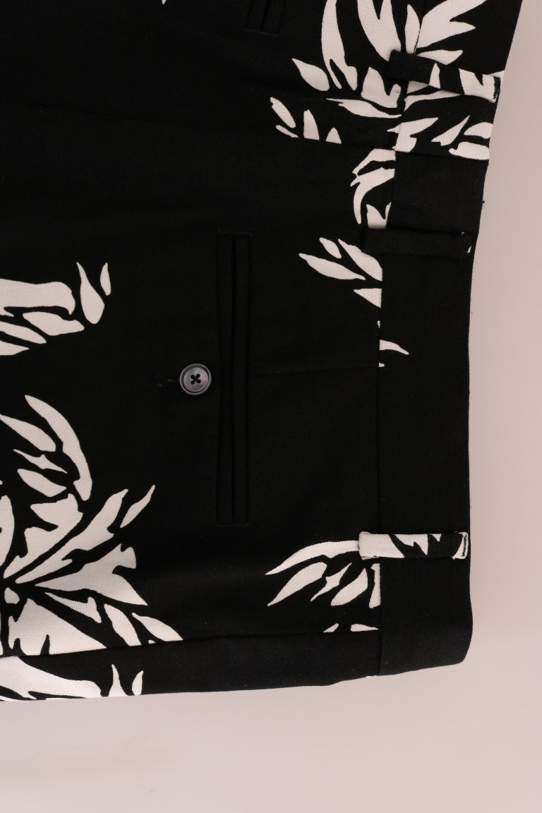 Black shirt with white leaf pattern