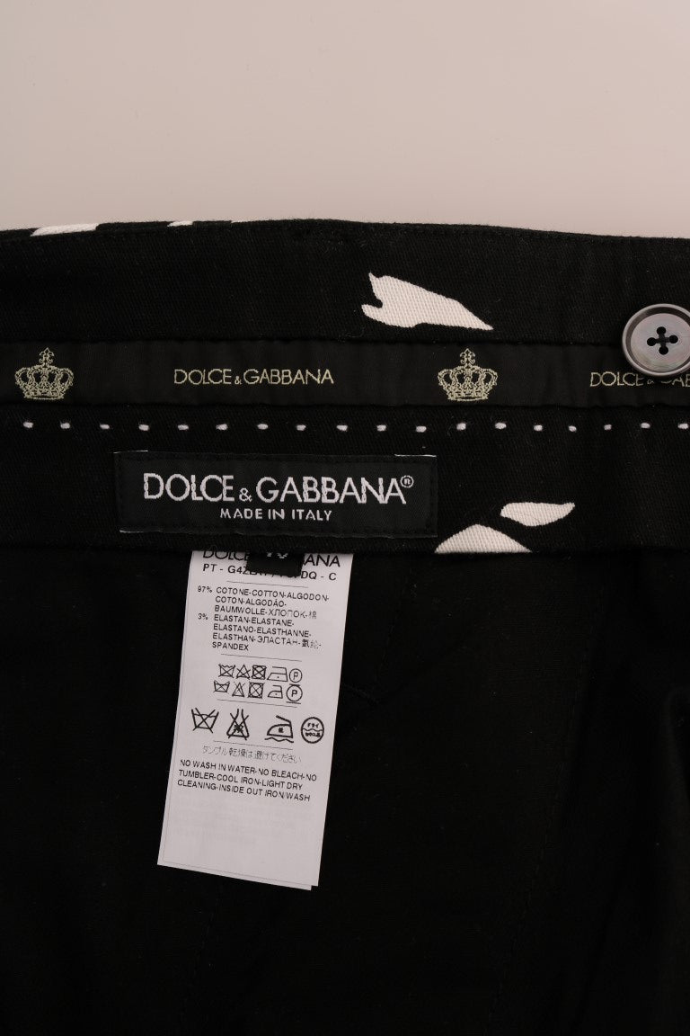 Black pants with white label