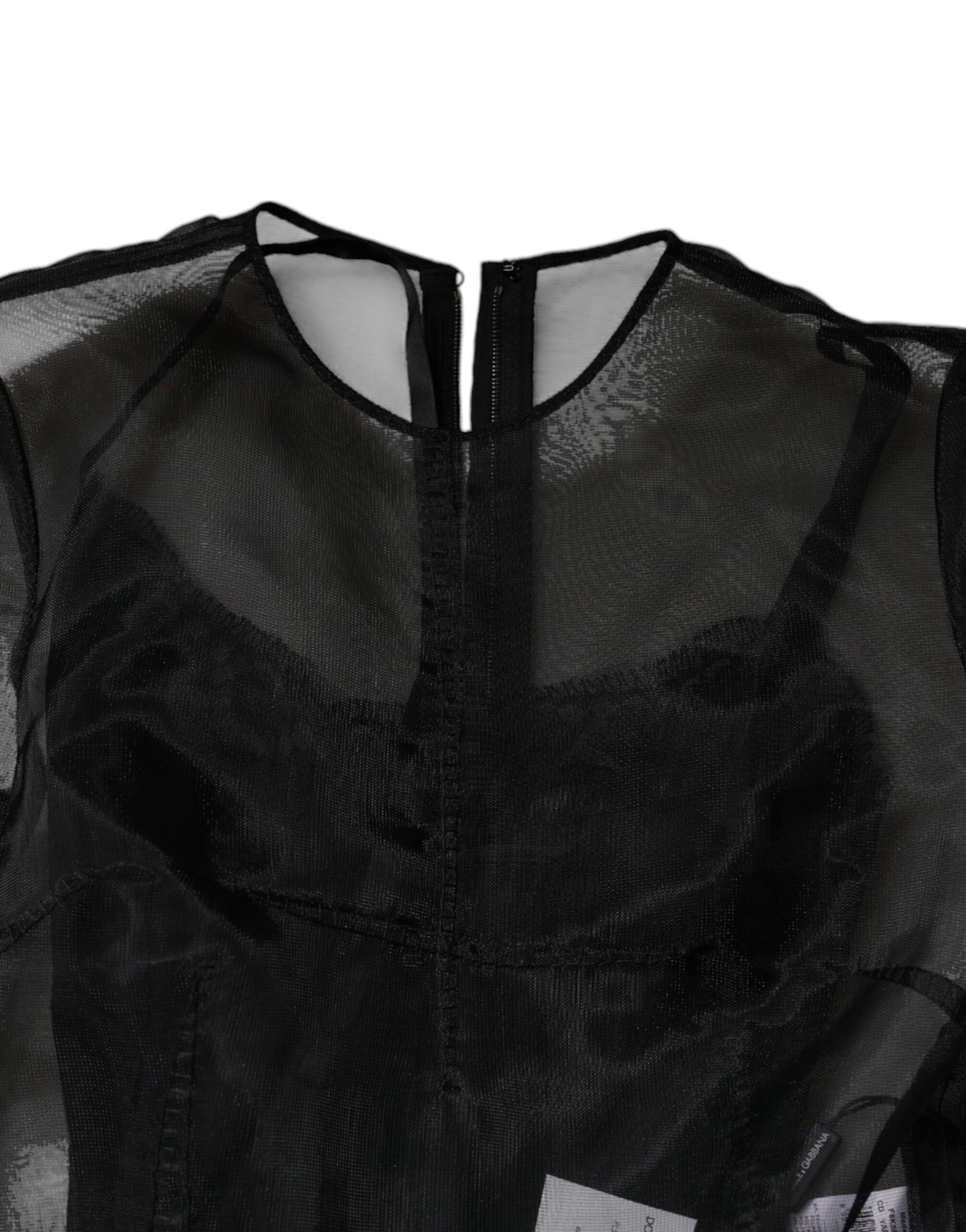 Black tulle midi cocktail dress with A-line silhouette