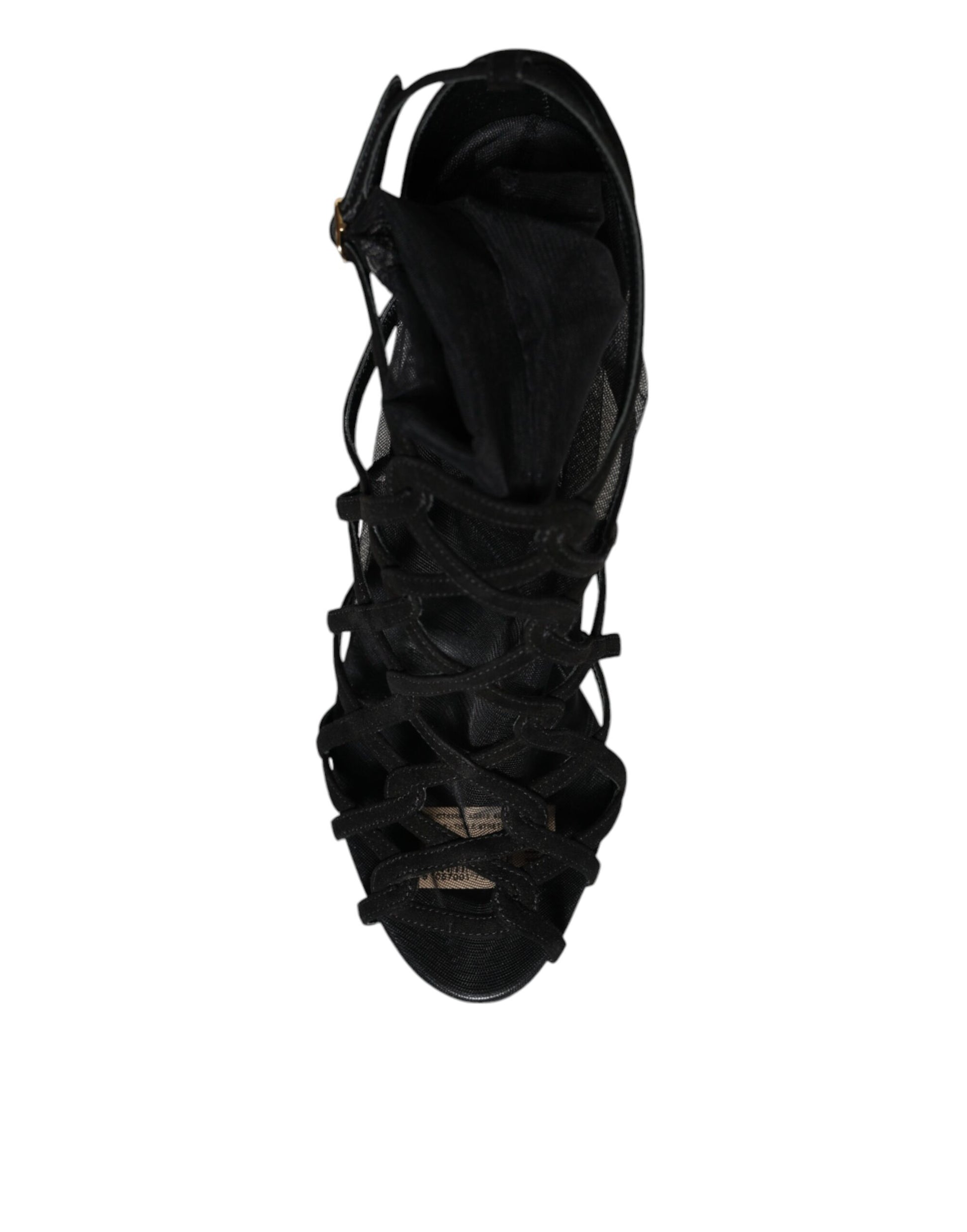 Black strappy high heel shoe