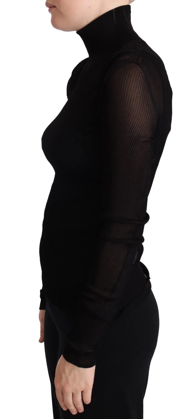 Black long sleeve top with mesh detailing