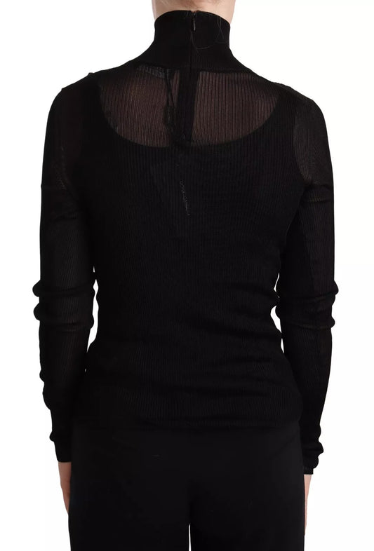 Black long sleeve top with lace back detail