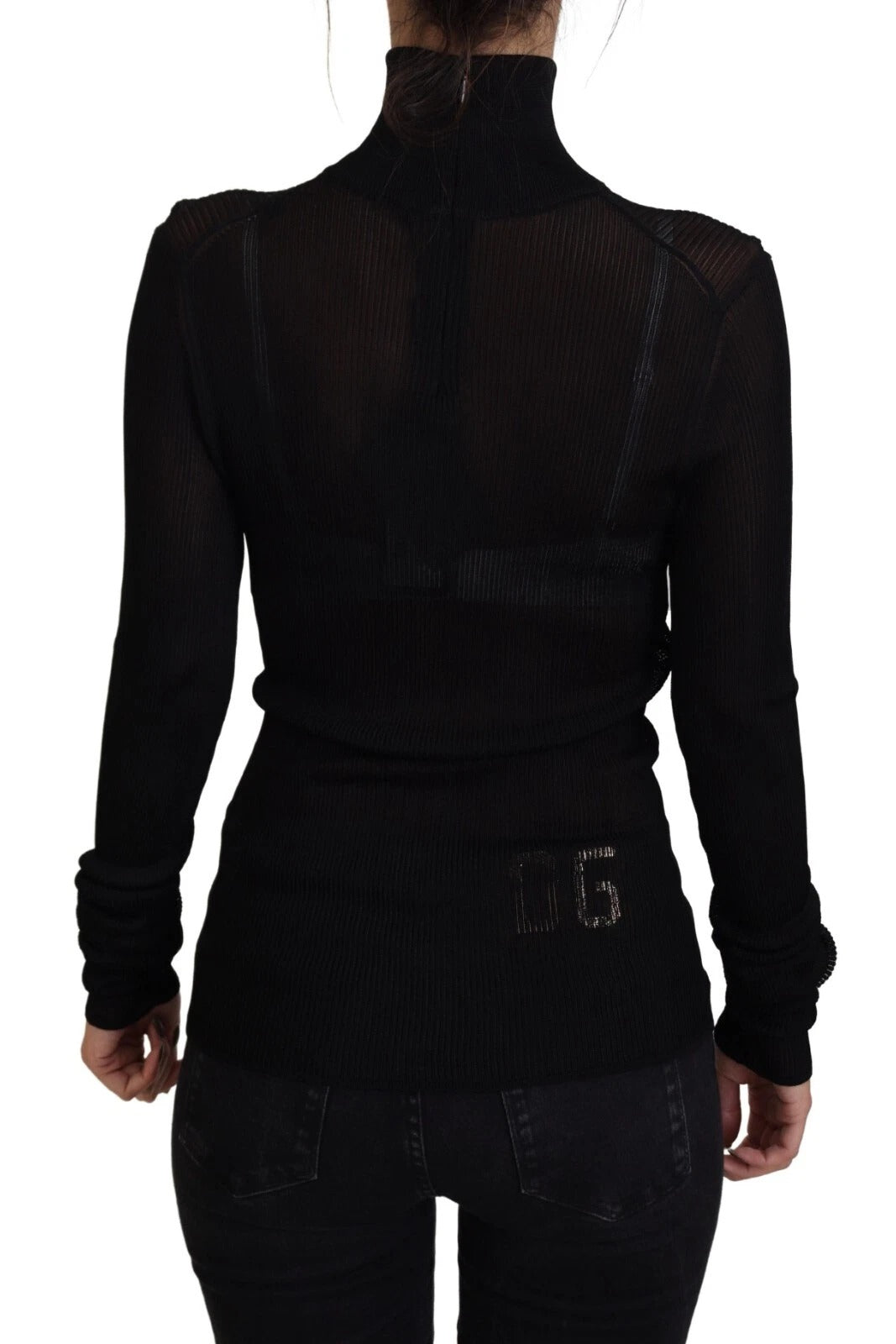 Black long sleeve top with mesh detailing
