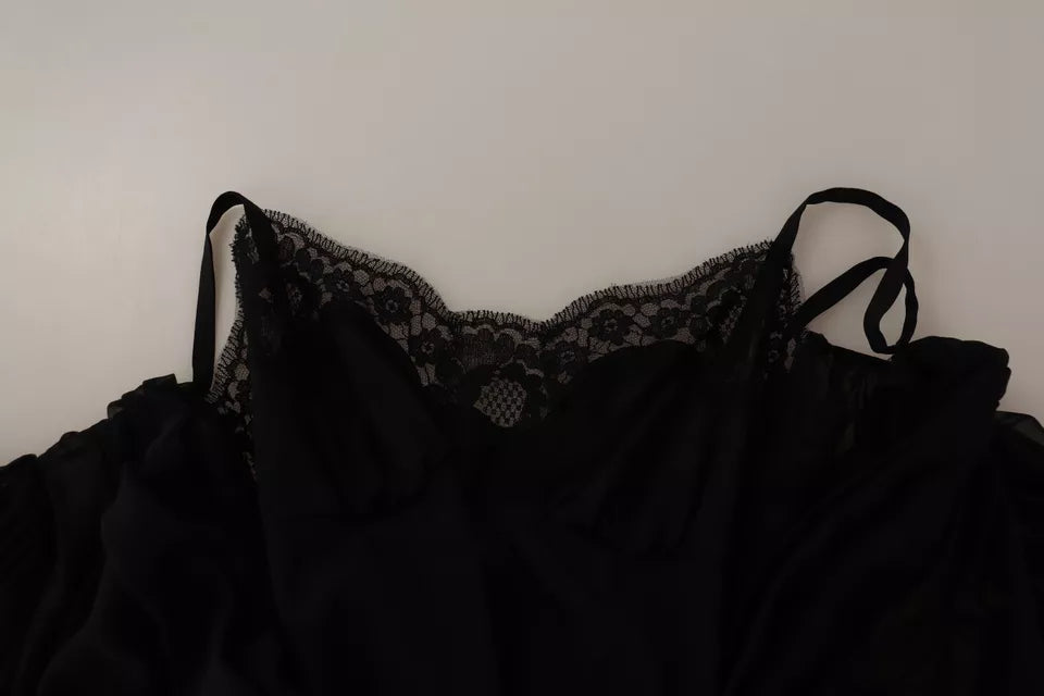 Black lace dress with long sleeves and v-neck