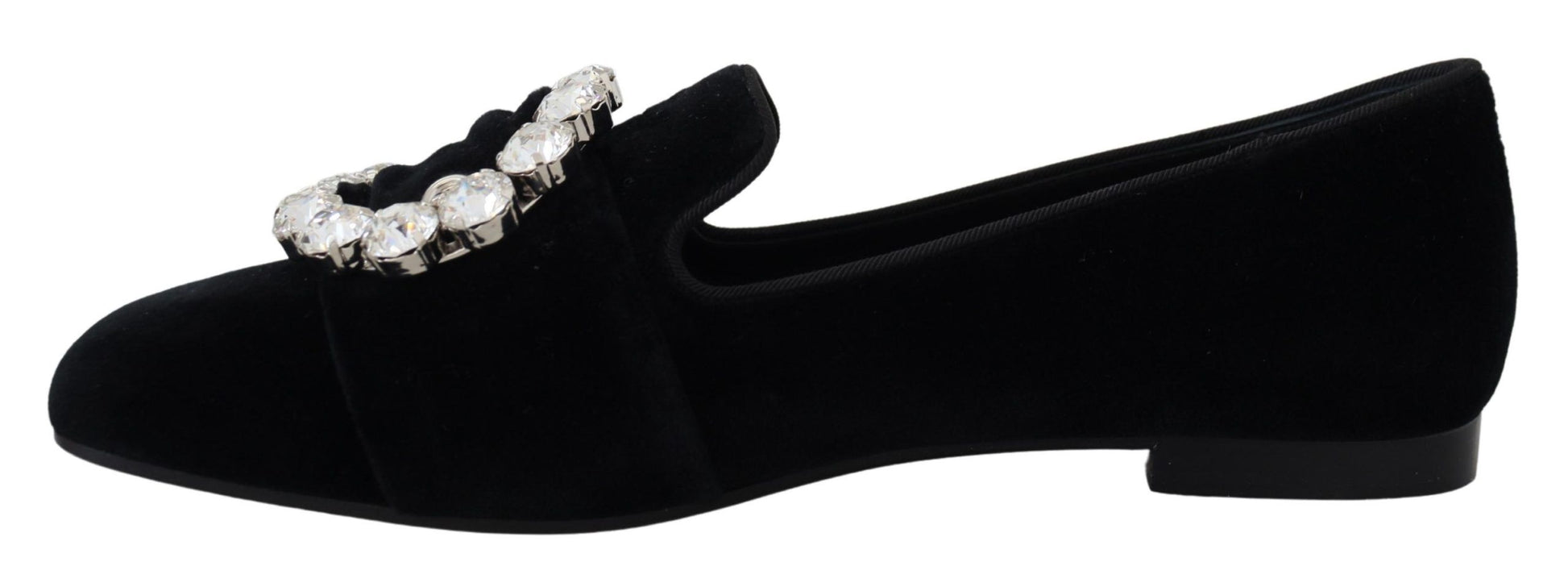 Black shoe with diamond embellishments on top