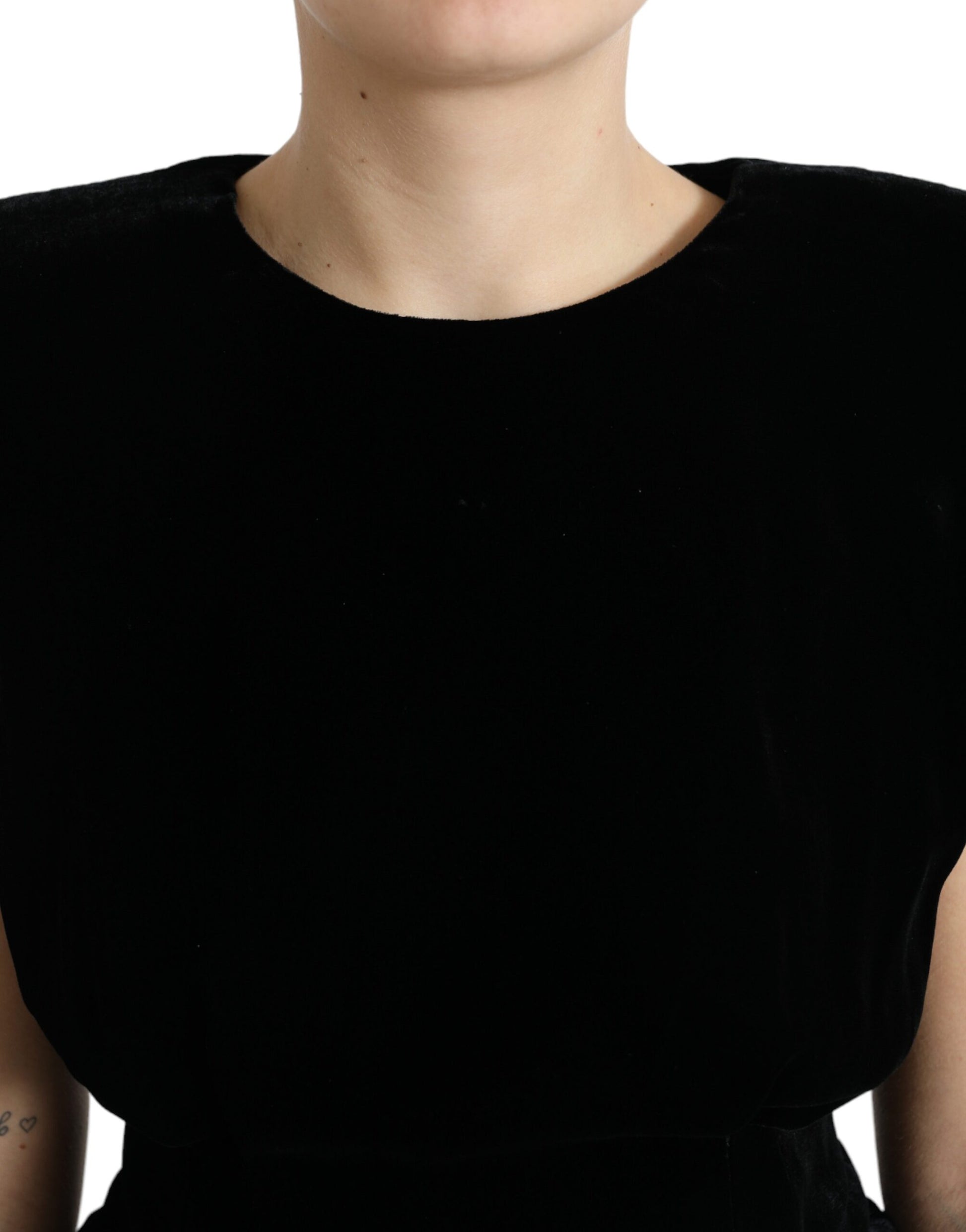 Woman wearing black dress
