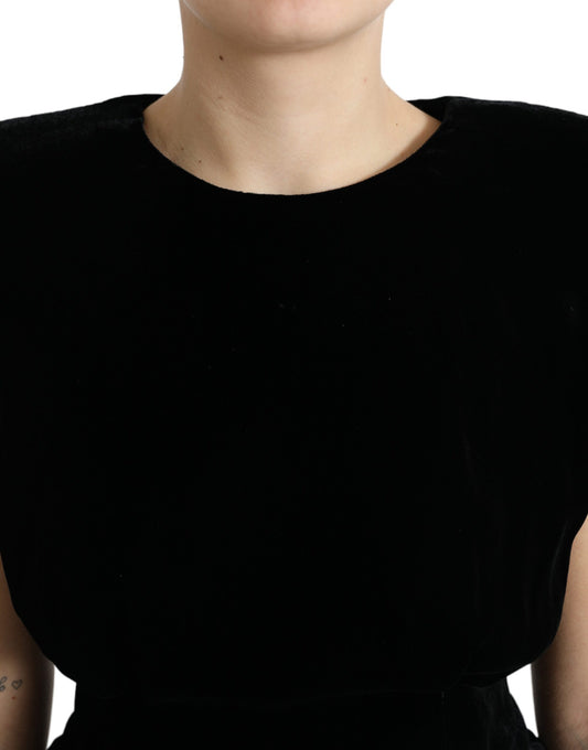 Woman wearing black dress