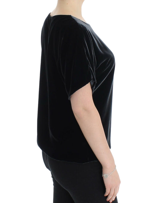 Black velvet top with long sleeves