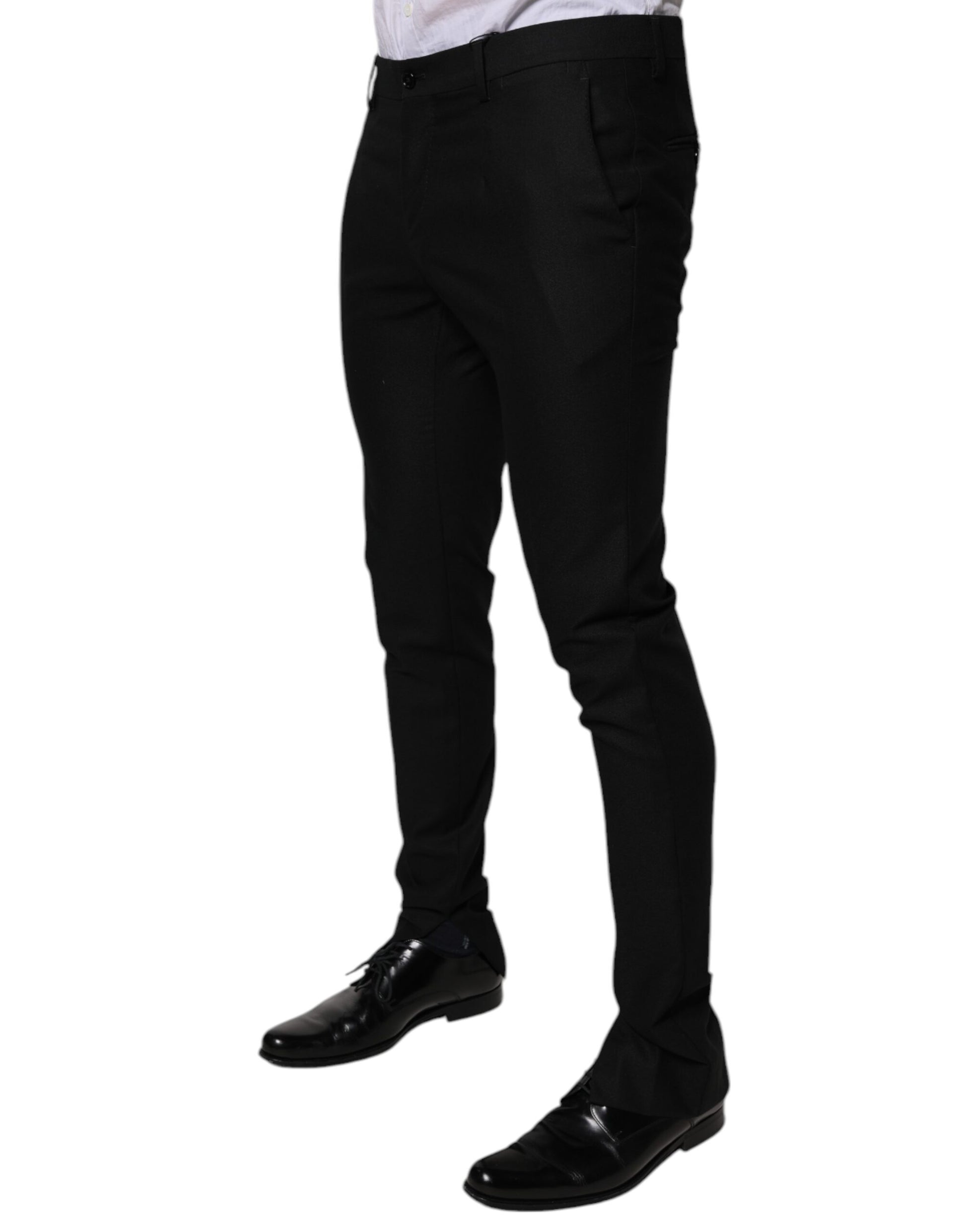 A pair of black virgin wool men's skinny dress pants