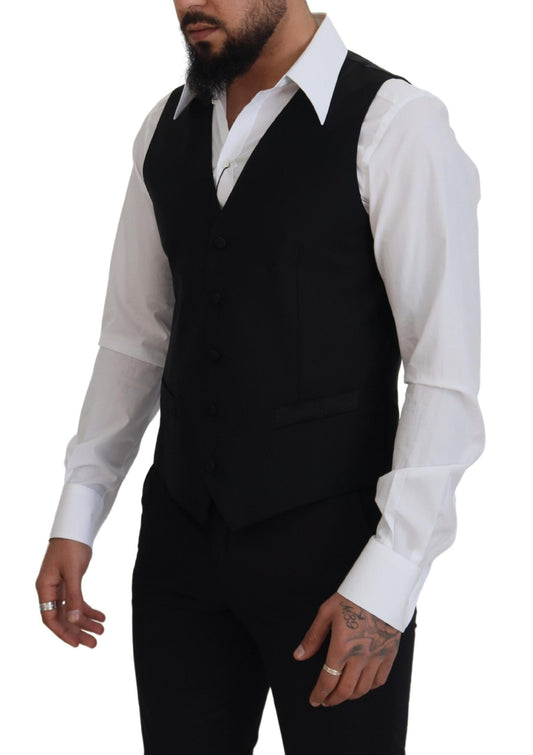 A black vest made of virgin wool, designed by Dolce & Gabbana
