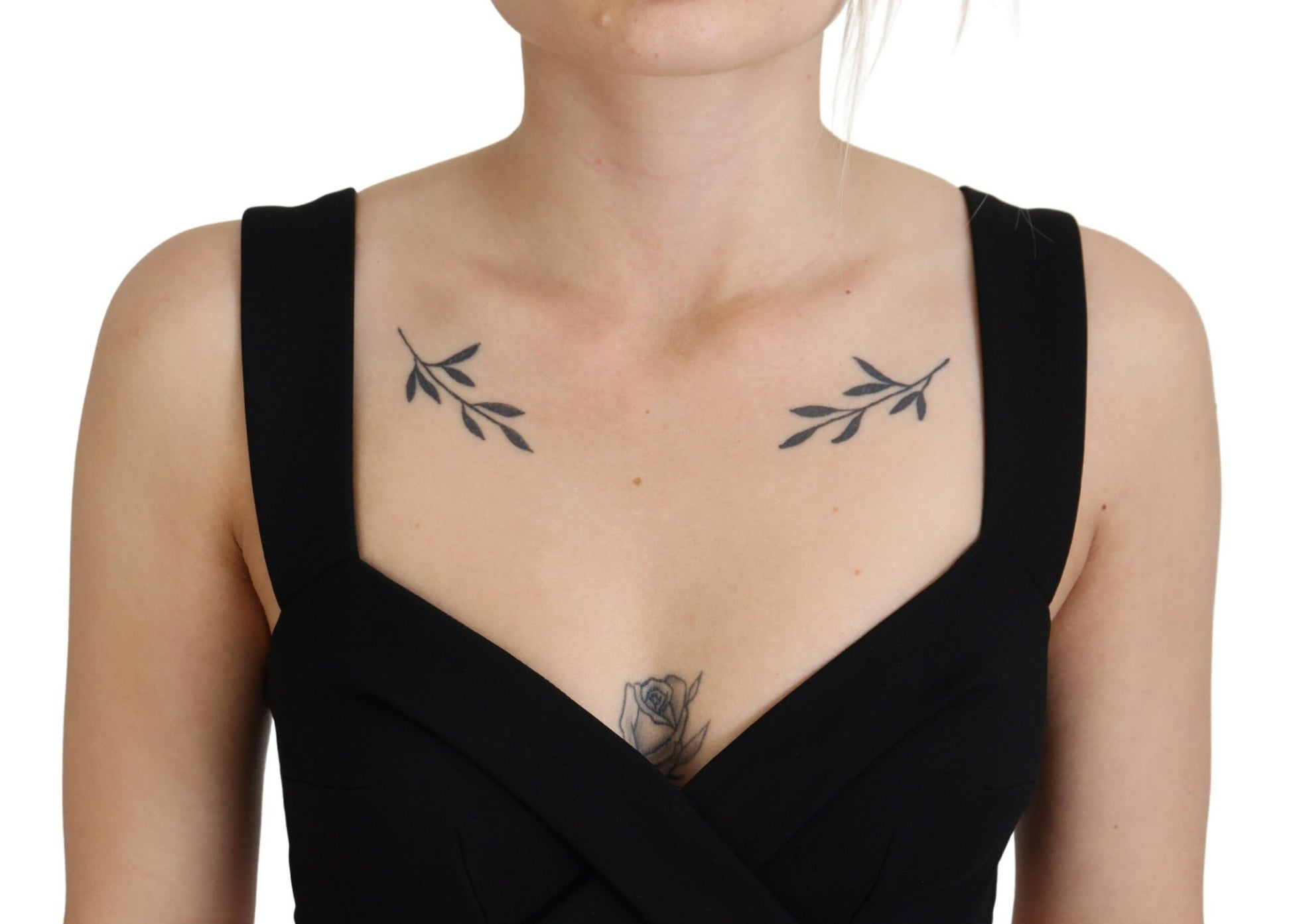 A black viscose bodycon sheath midi dress with lace-up detailing