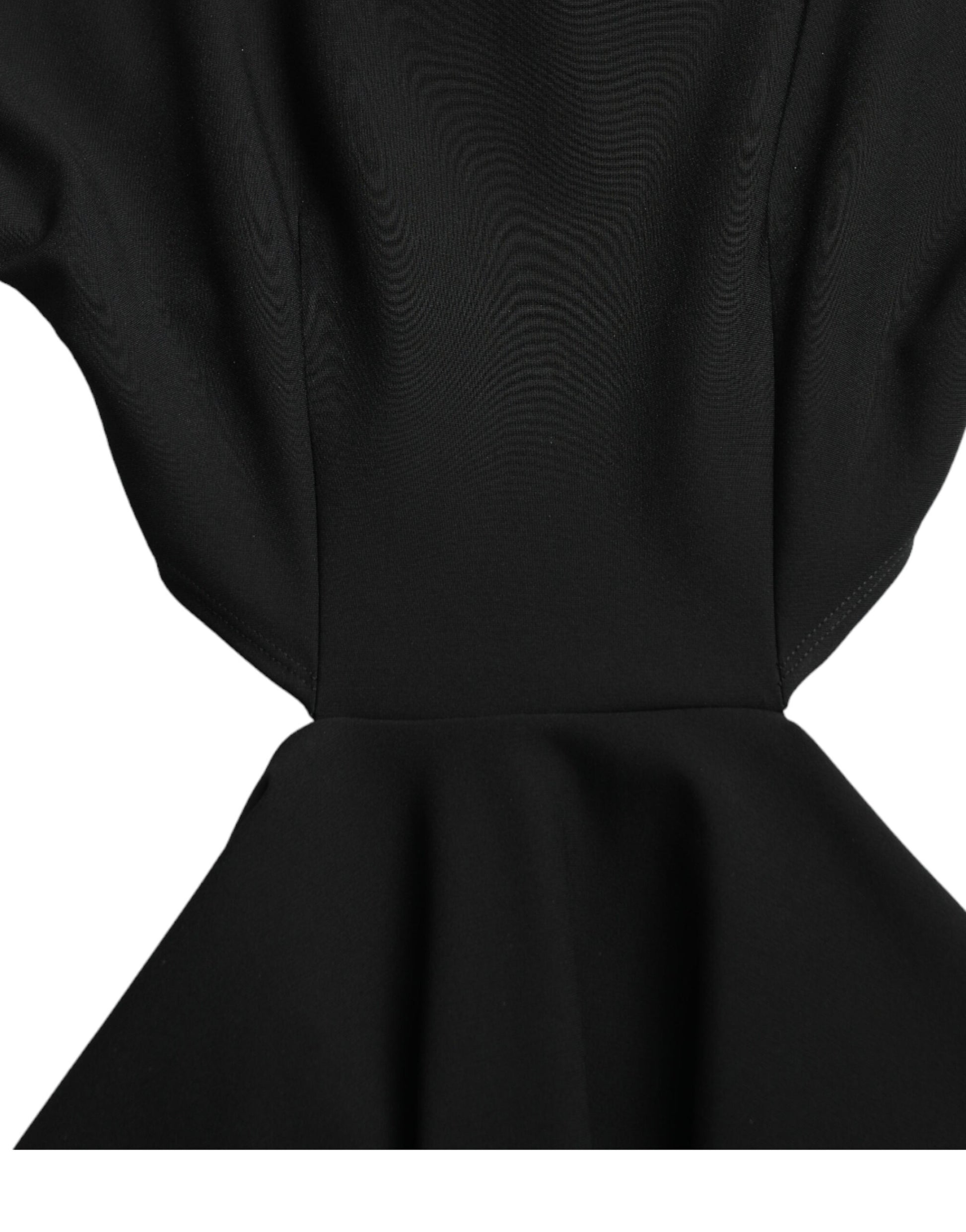 Black viscose cut out dress with long sleeves