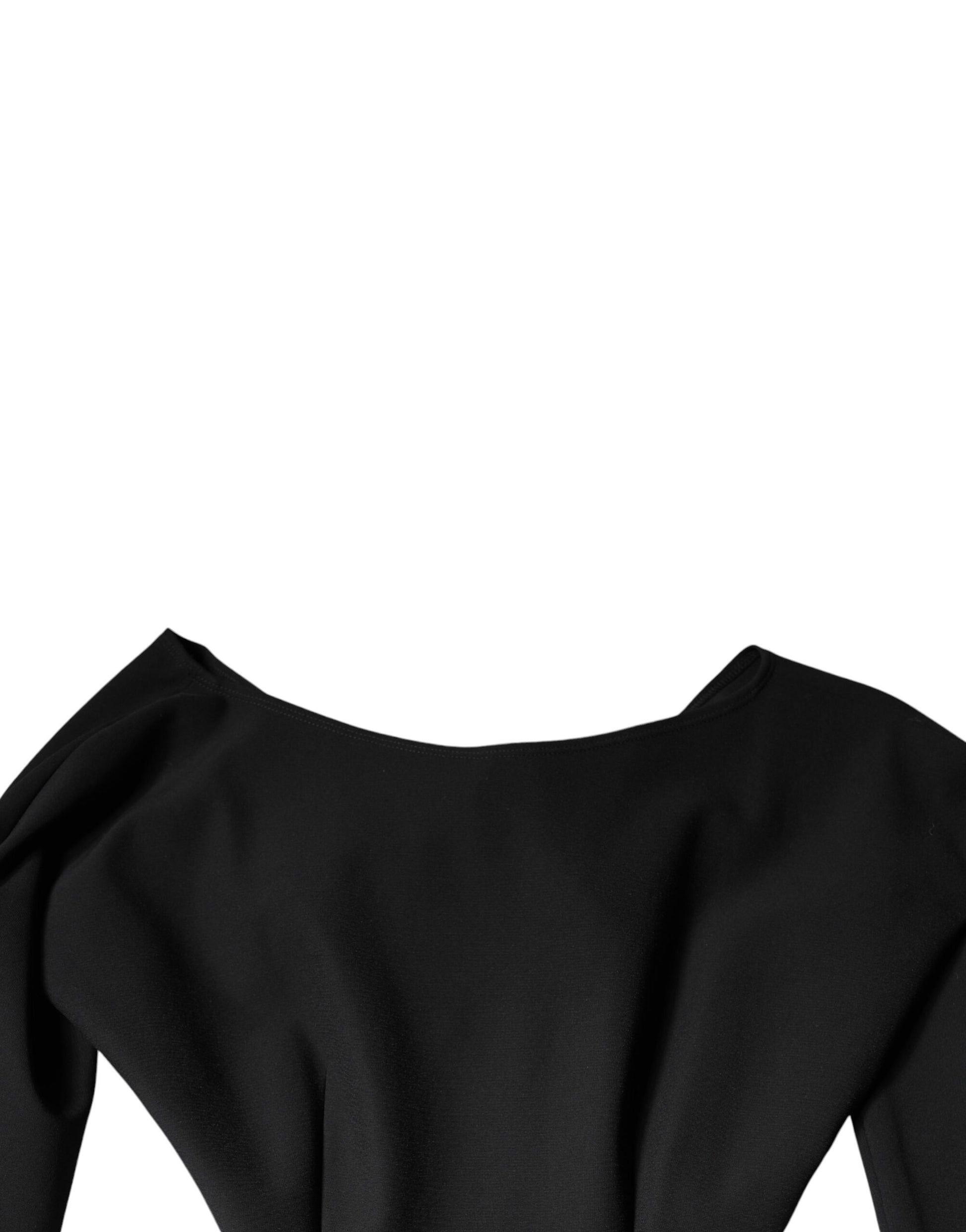 Black viscose cut out dress with long sleeves