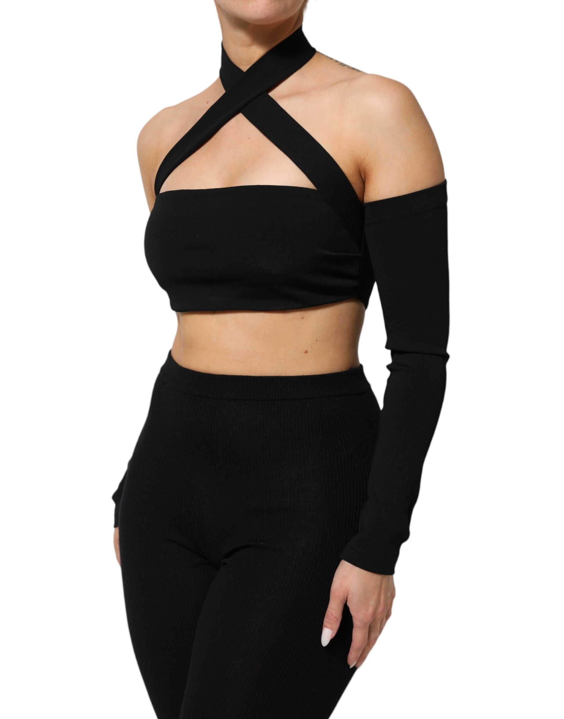 Black crop top with cross back straps