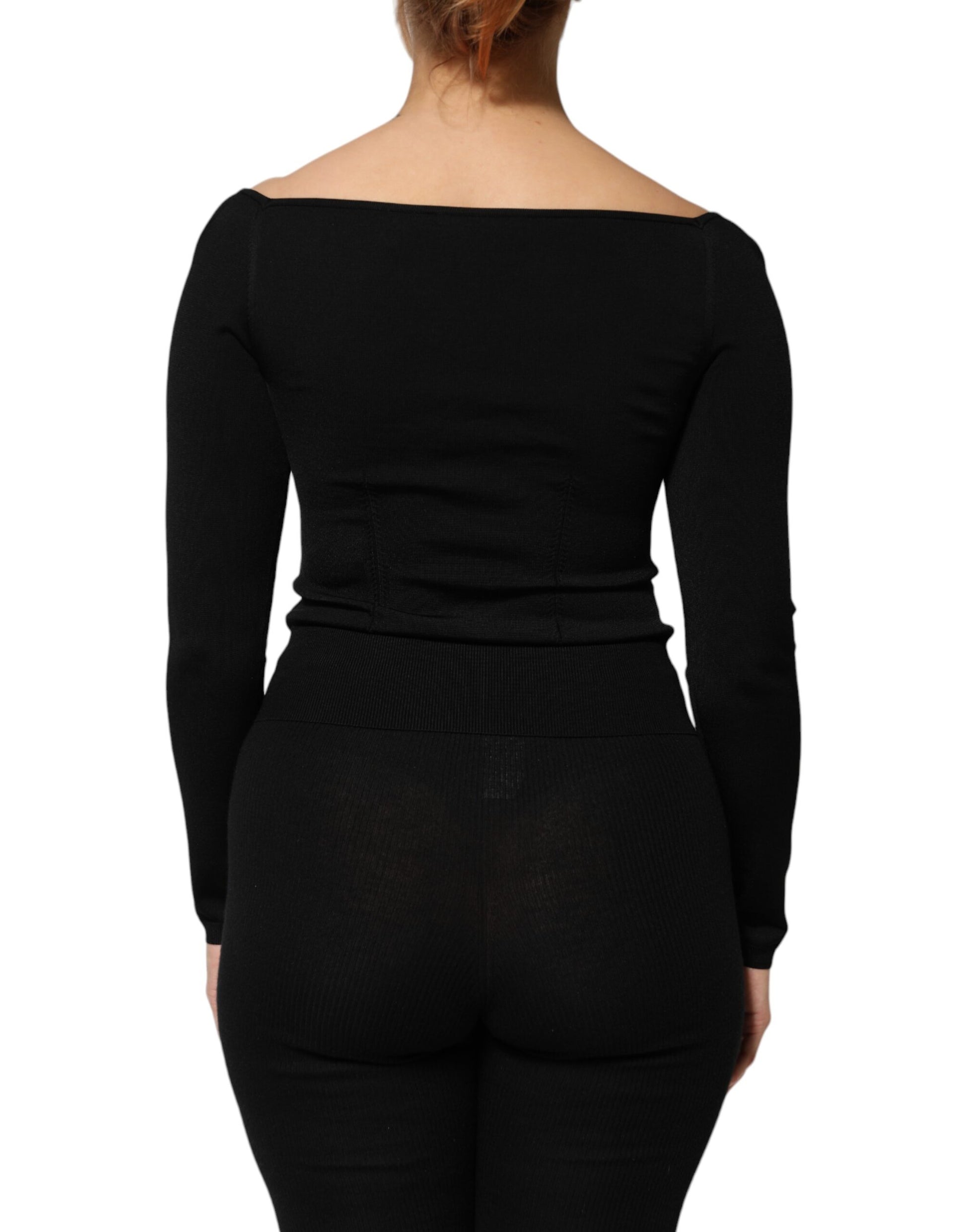 Black leggings on a woman's back