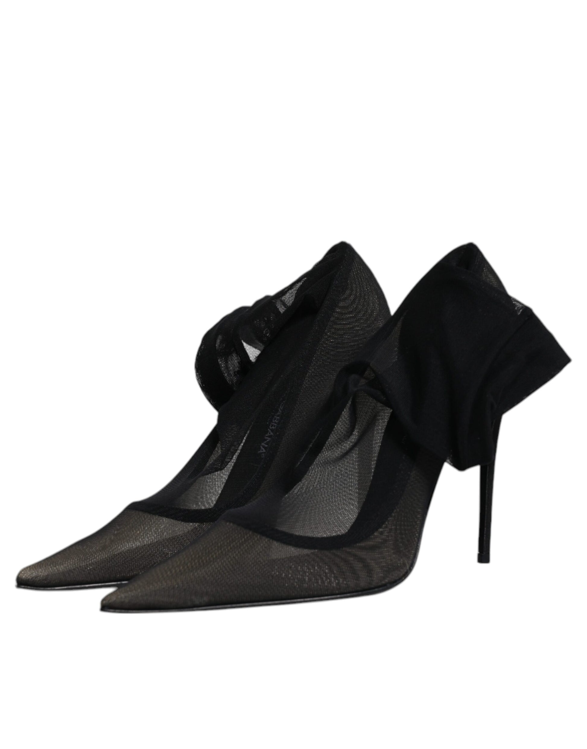 High heel shoes with black straps and a shiny texture