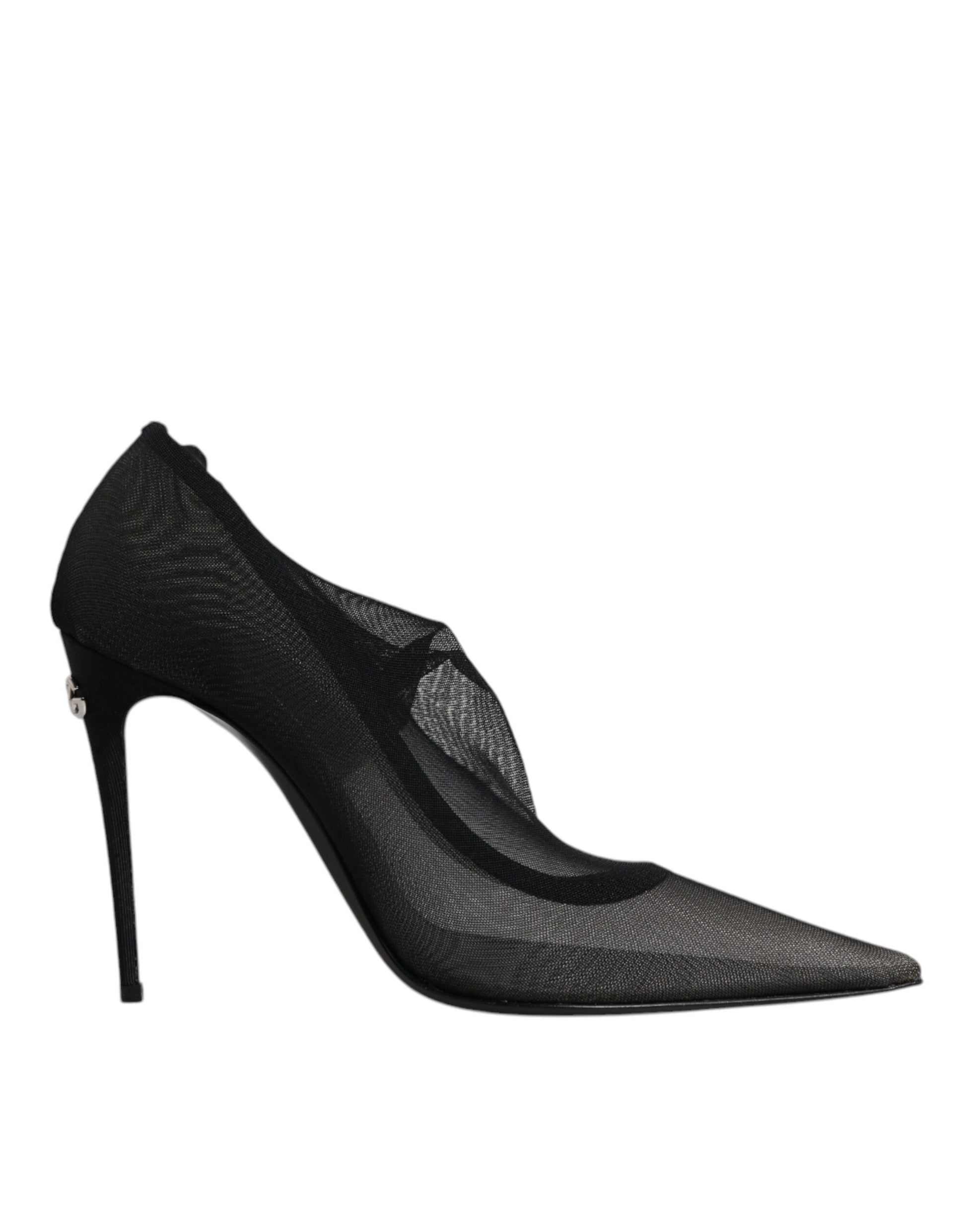 High heel shoe with black lace design