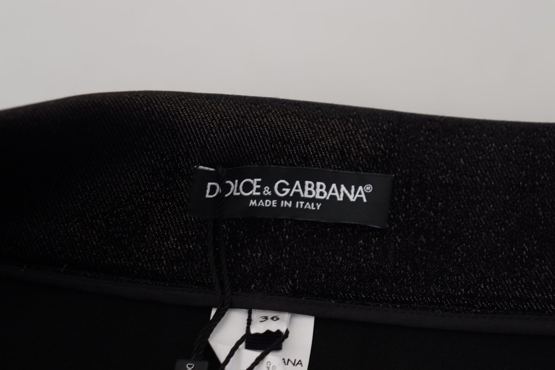 Black fabric with a label on it
